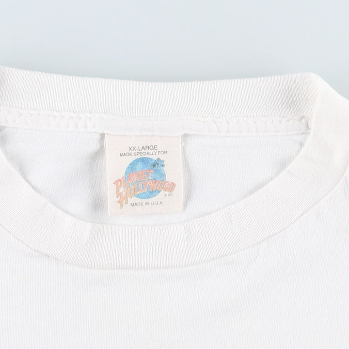 90'S PLANET HOLLYWOOD Advertising T-Shirt, Made in USA, Men's XXL equivalent, Vintage cotton white type Vintage Second Hand