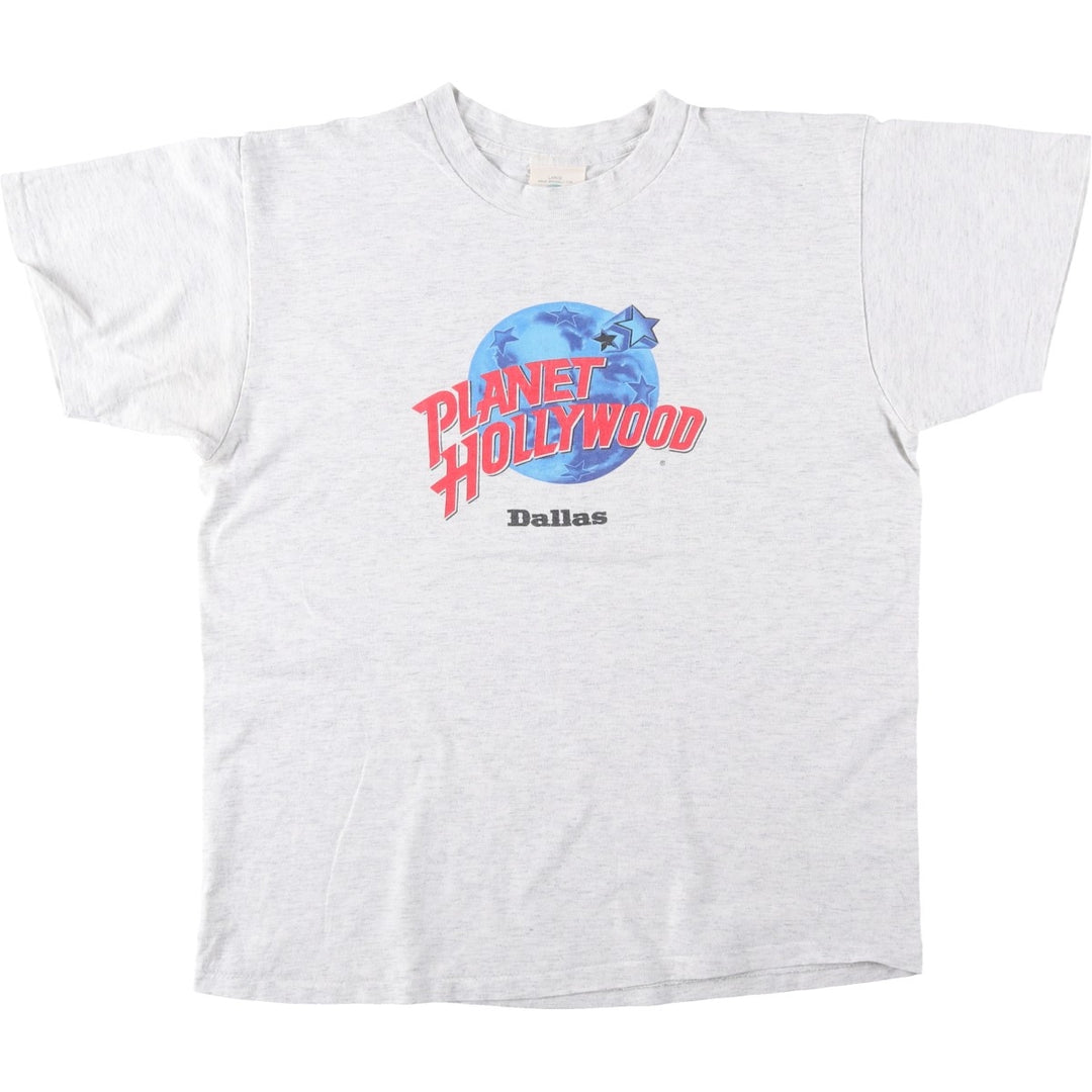 90'S PLANET HOLLYWOOD Advertising T-shirt, Made in USA, Men's L size, Vintage cotton gray type Vintage Second Hand