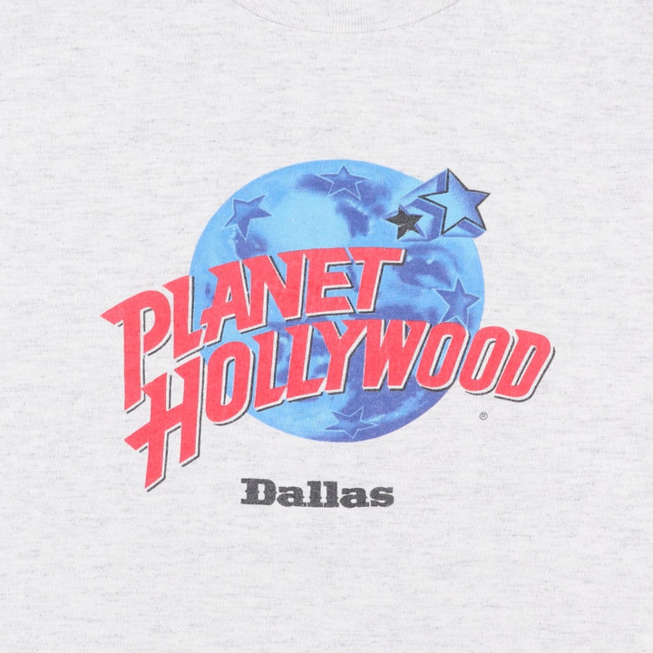 90'S PLANET HOLLYWOOD Advertising T-shirt, Made in USA, Men's L size, Vintage cotton gray type Vintage Second Hand