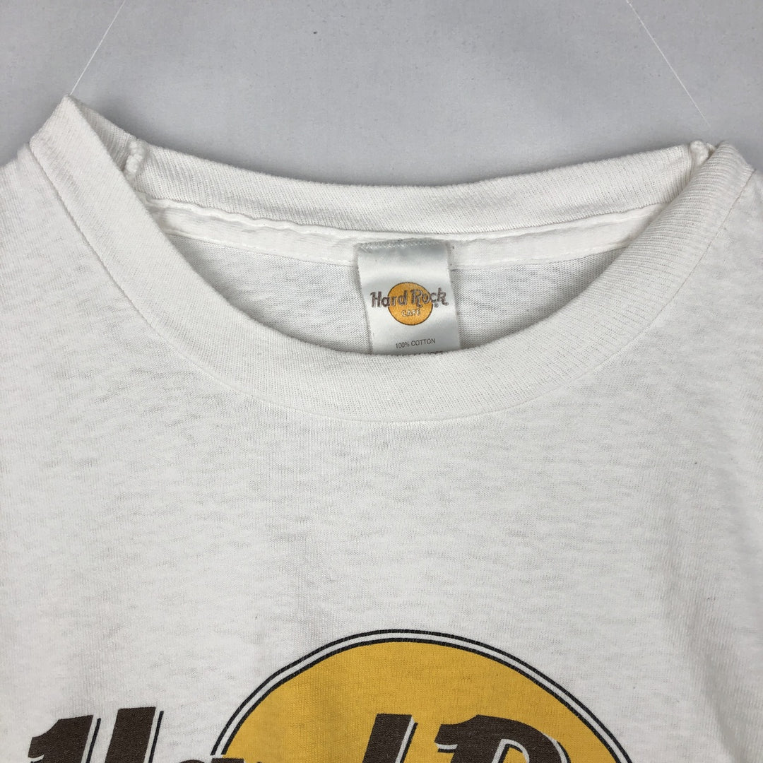 90'S HARD ROCK CAFE Hard Rock Cafe Advertising T-shirt Men's XL Vintage cotton white type Vintage Second Hand