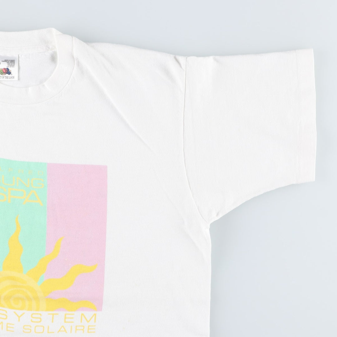 90'S Fruit of the Loom ALFRED SUNG SPA Advertising T-Shirt, Made in Canada, Men's Size L (approx.), Vintage cotton white type Vintage Second Hand