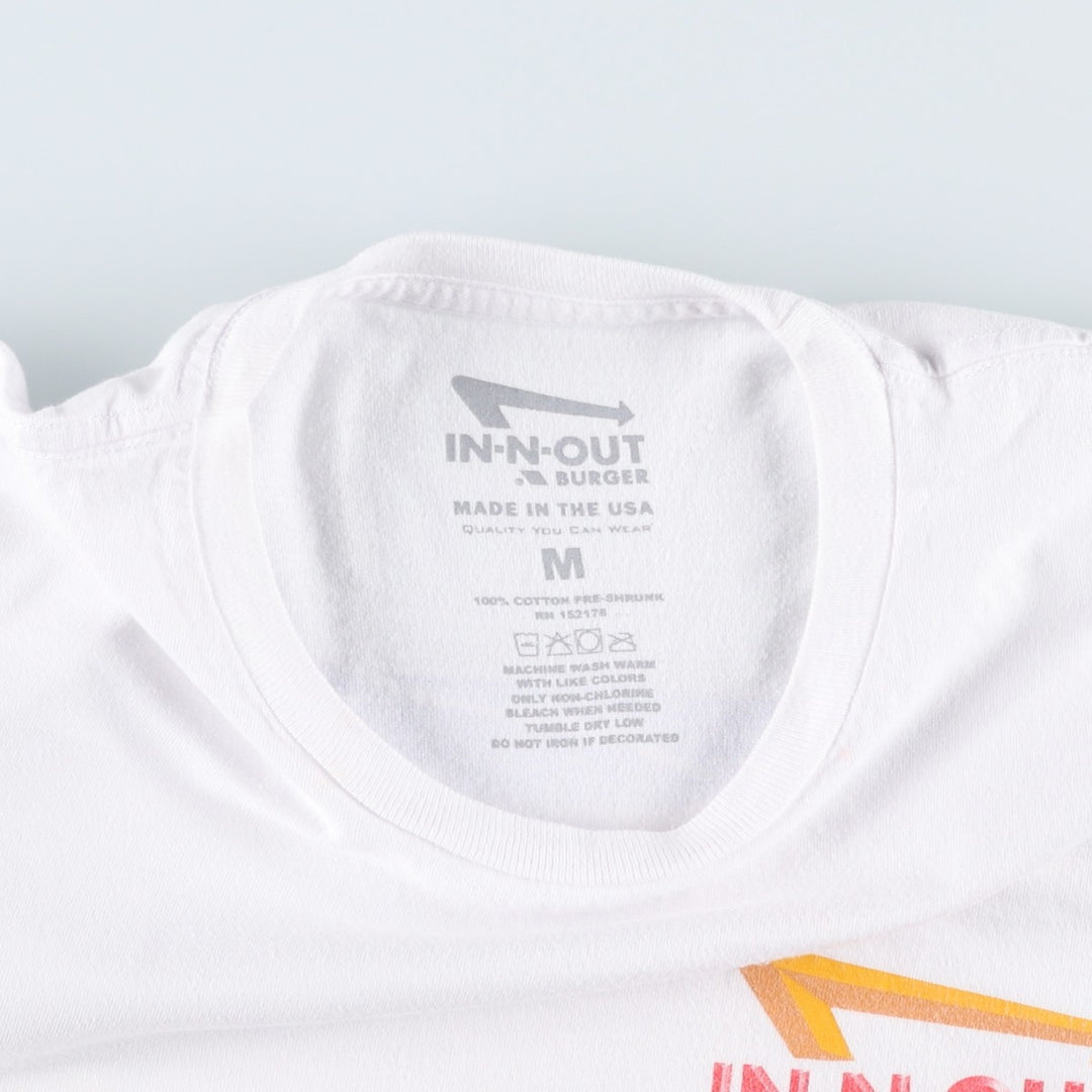 IN-N-OUT BURGER In-N-Out Burger Advertising T-shirt Made in USA Men's M size cotton white type Vintage Second Hand