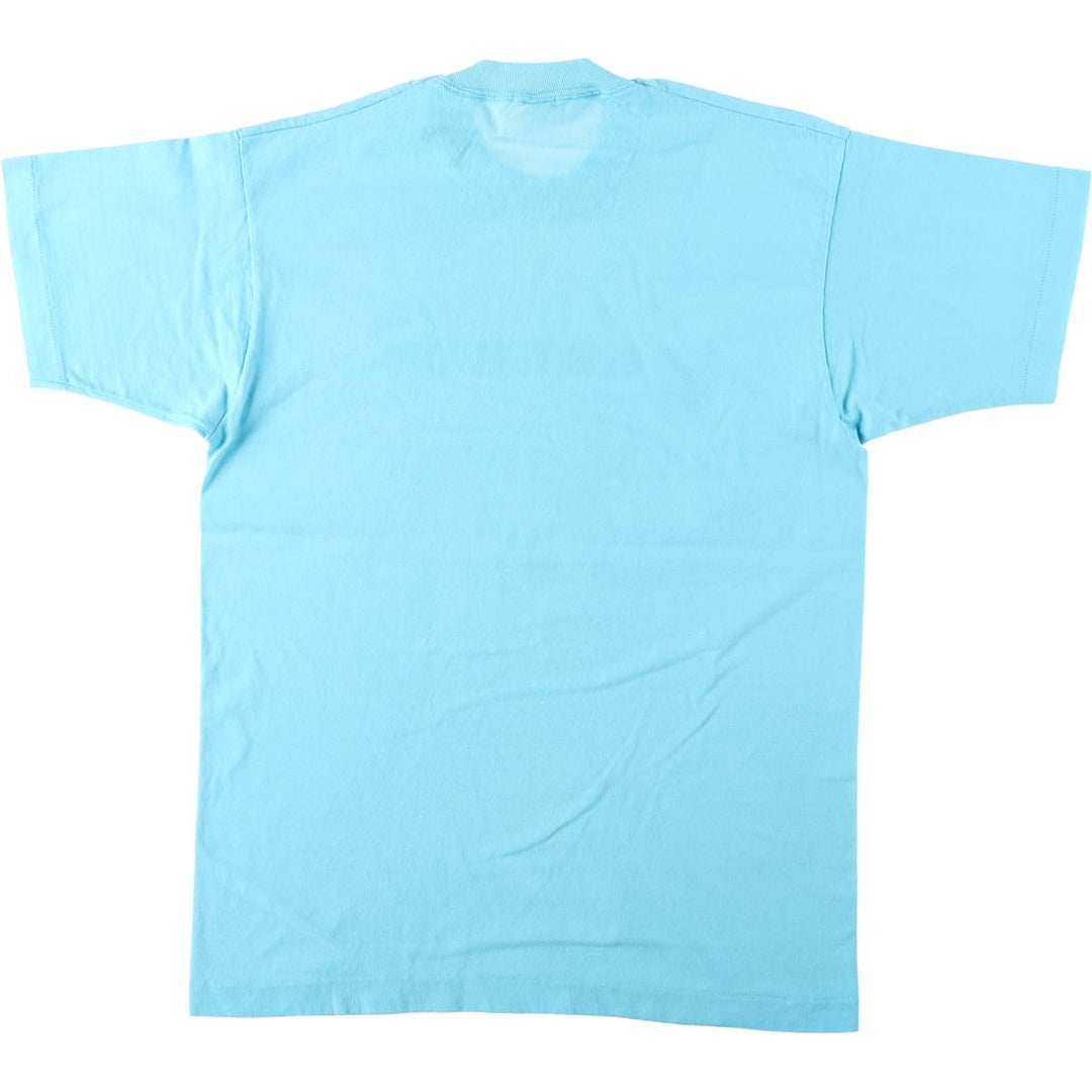 90'S Fruit of the Loom Advertising T-shirt, Made in USA, Men's L size, Vintage cotton Blue type light blue Vintage Second Hand