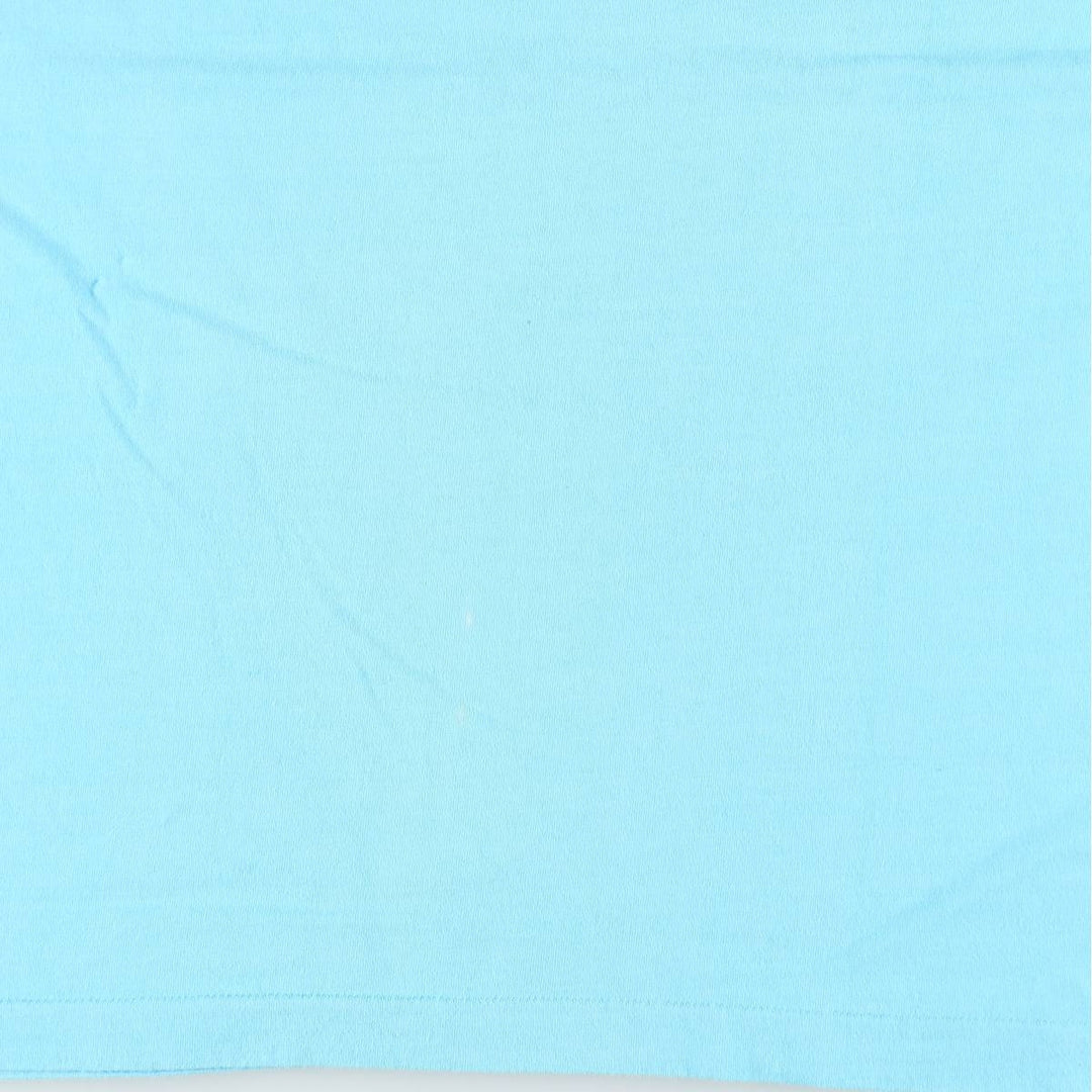 90'S Fruit of the Loom Advertising T-shirt, Made in USA, Men's L size, Vintage cotton Blue type light blue Vintage Second Hand