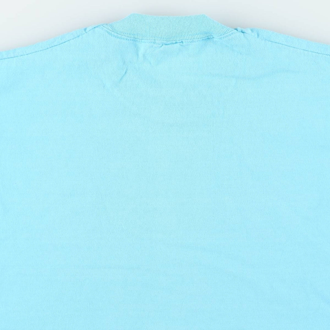 90'S Fruit of the Loom Advertising T-shirt, Made in USA, Men's L size, Vintage cotton Blue type light blue Vintage Second Hand