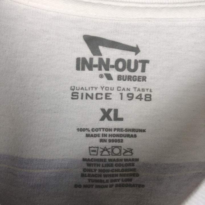 IN-N-OUT BURGER In-and-Out Burger Advertising T-shirt Men's XL size cotton white type Vintage Second Hand