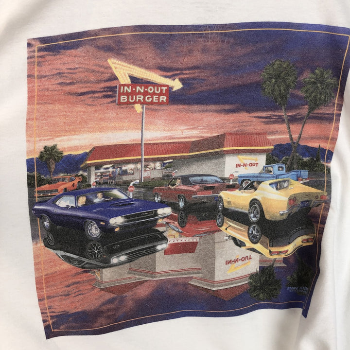 IN-N-OUT BURGER In-and-Out Burger Advertising T-shirt Men's XL size cotton white type Vintage Second Hand