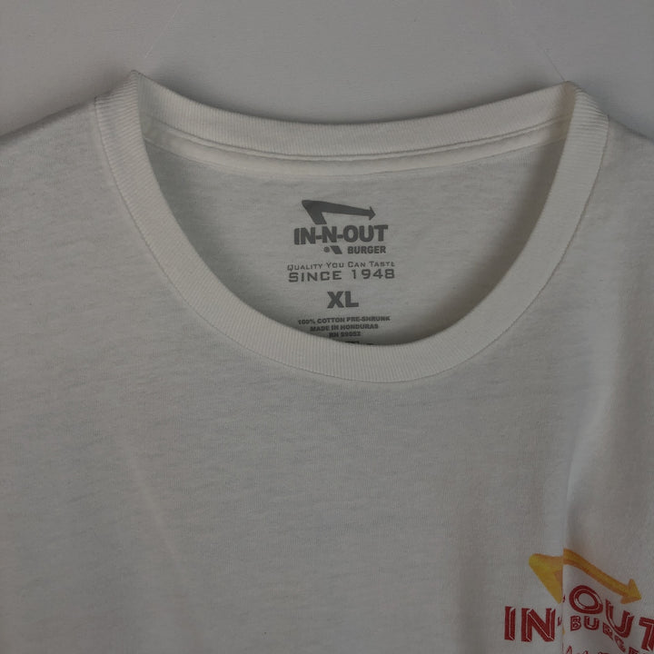 IN-N-OUT BURGER In-and-Out Burger Advertising T-shirt Men's XL size cotton white type Vintage Second Hand