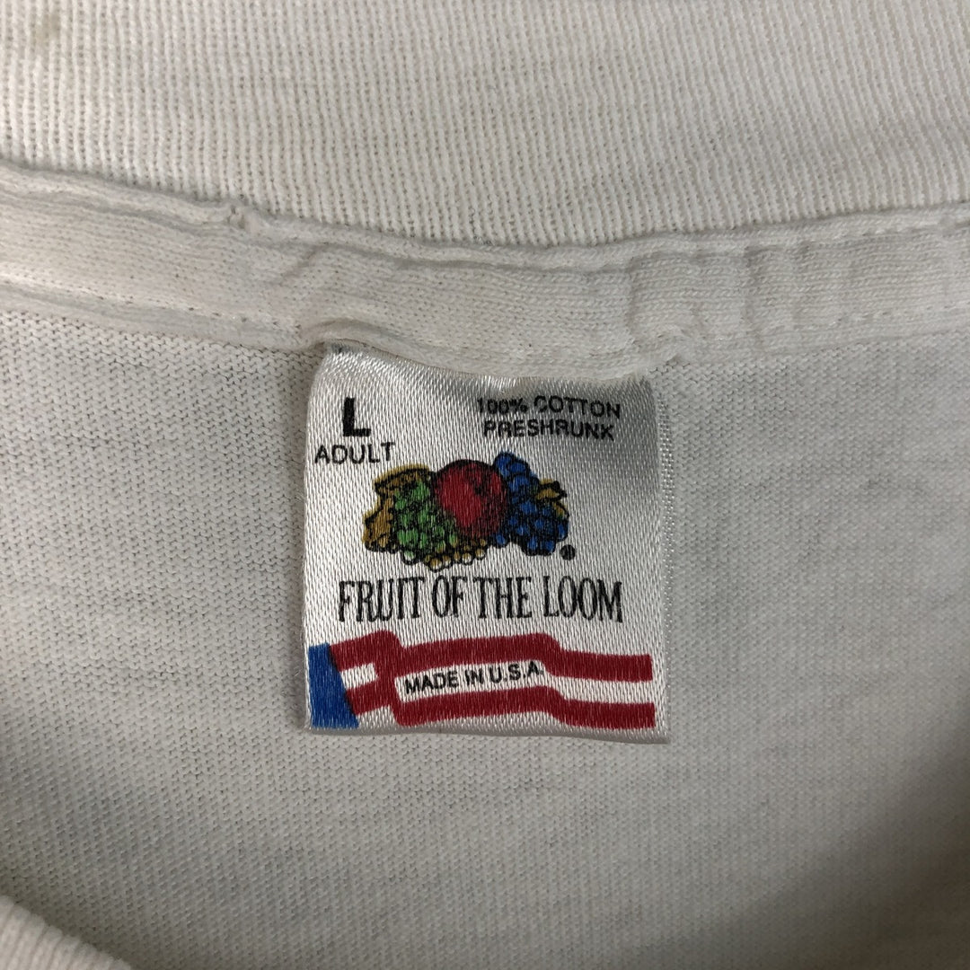 90'S Fruit of the Loom Jigger's Diner Advertising T-Shirt, Made in USA, Men's Size L (approx.), Vintage cotton white type Vintage Second Hand