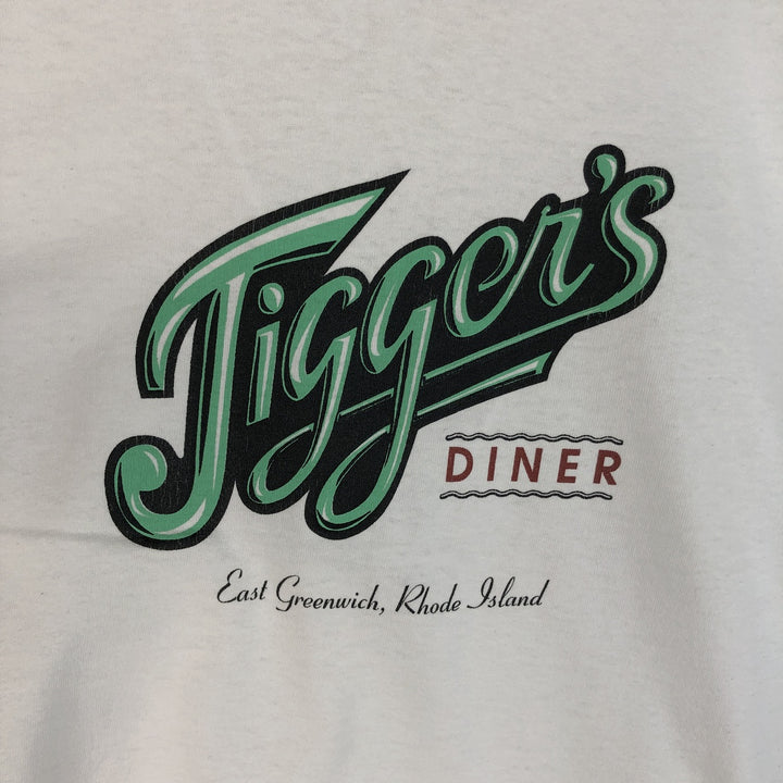 90'S Fruit of the Loom Jigger's Diner Advertising T-Shirt, Made in USA, Men's Size L (approx.), Vintage cotton white type Vintage Second Hand