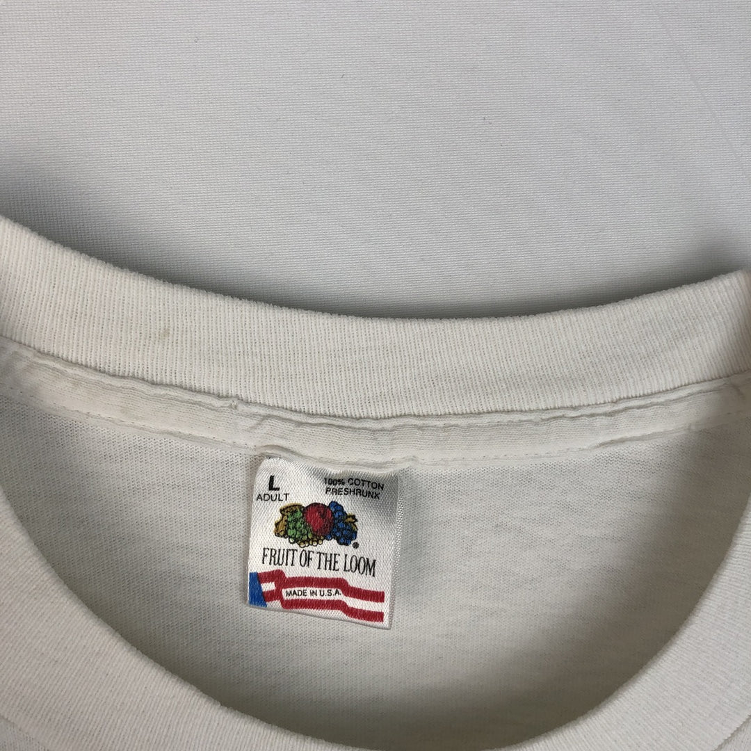 90'S Fruit of the Loom Jigger's Diner Advertising T-Shirt, Made in USA, Men's Size L (approx.), Vintage cotton white type Vintage Second Hand