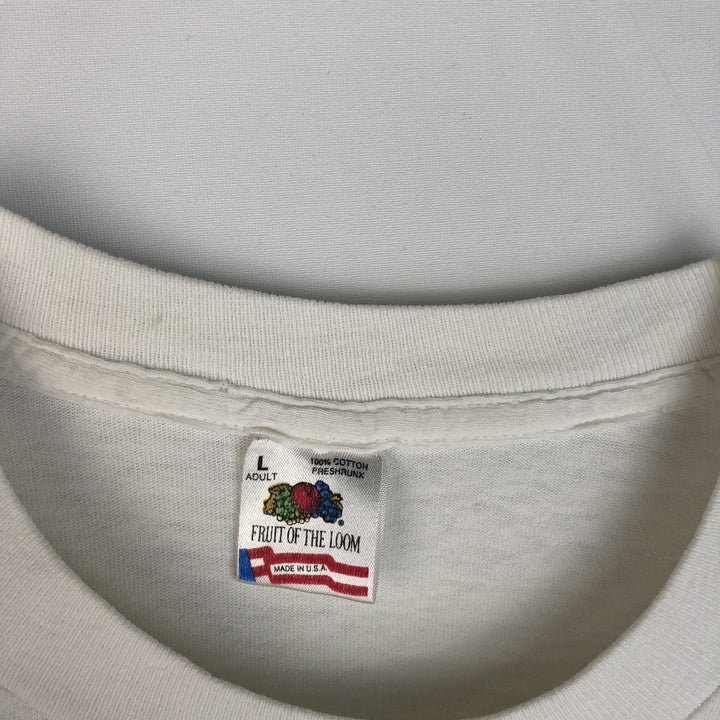 90'S Fruit of the Loom Jigger's Diner Advertising T-Shirt, Made in USA, Men's Size L (approx.), Vintage cotton white type Vintage Second Hand