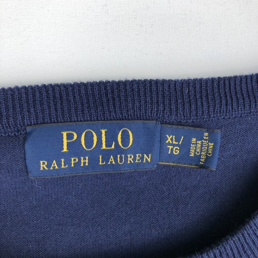 Ralph Lauren POLO RALPH LAUREN Cashmere Blend Cotton Knit Sweater, Men's Size XL (approx.) cotton navy blue type Vintage Second Hand