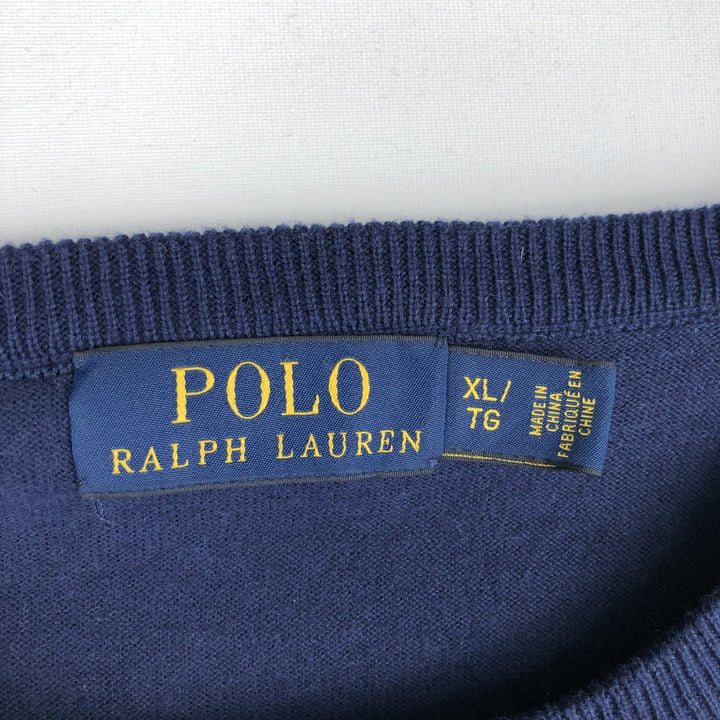 Ralph Lauren POLO RALPH LAUREN Cashmere Blend Cotton Knit Sweater, Men's Size XL (approx.) cotton navy blue type Vintage Second Hand