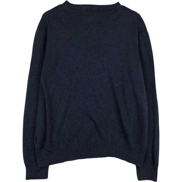 Ralph Lauren POLO by Ralph Lauren V-neck Pima cotton knit sweater, men's size XXL Pima Cotton navy blue type Vintage Second Hand