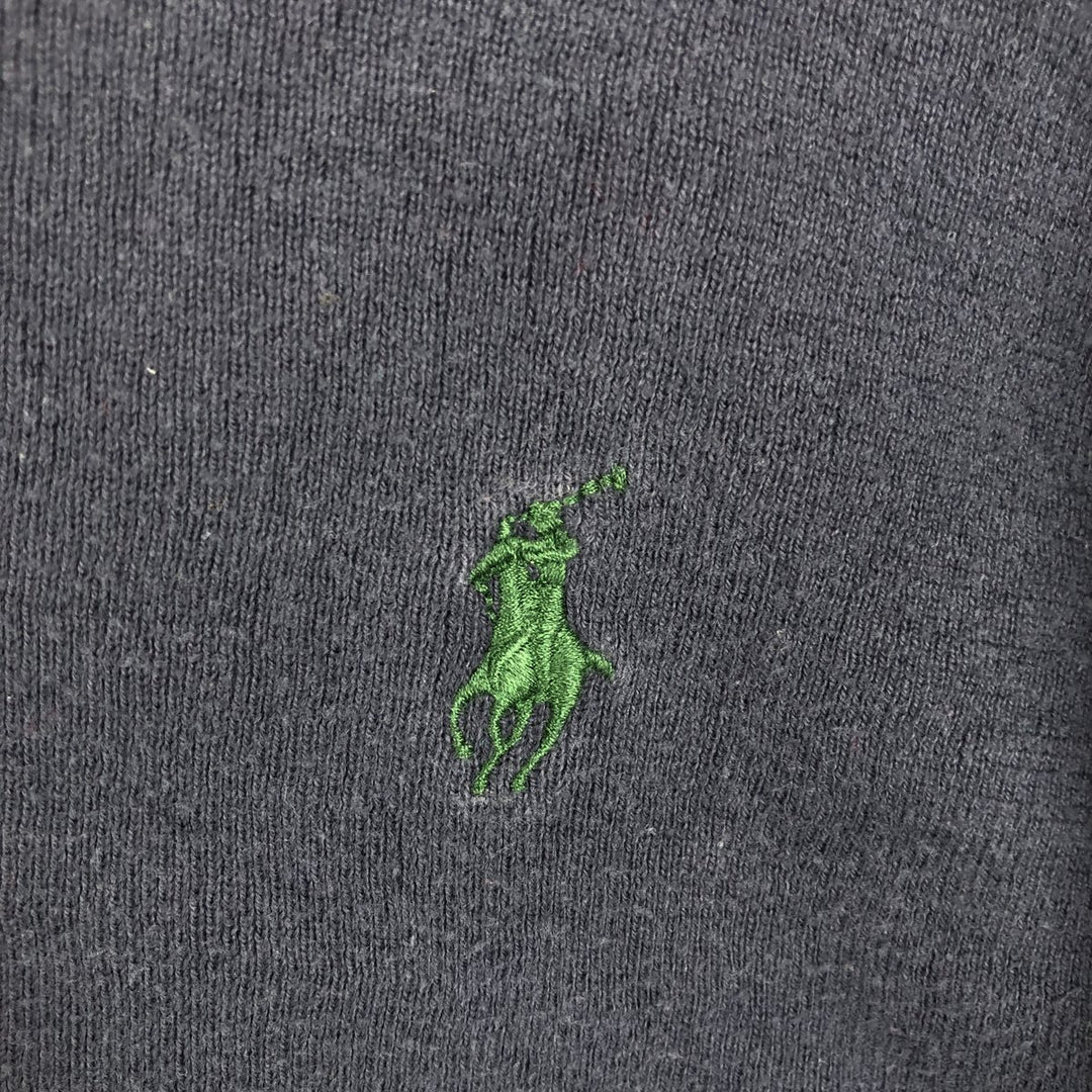 Ralph Lauren POLO by Ralph Lauren V-neck Pima cotton knit sweater, men's size XXL Pima Cotton navy blue type Vintage Second Hand
