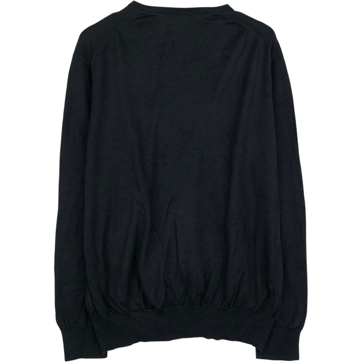 Ralph Lauren POLO RALPH LAUREN V-neck cotton knit sweater, men's size XL cotton black type Vintage Second Hand