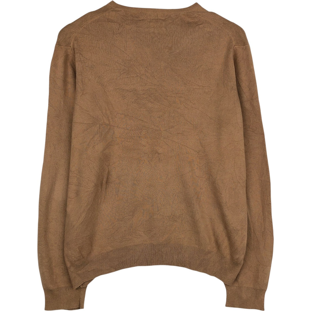 Ralph Lauren POLO by Ralph Lauren V-neck Pima cotton knit sweater, men's size L Pima Cotton beige type brown Vintage Second Hand