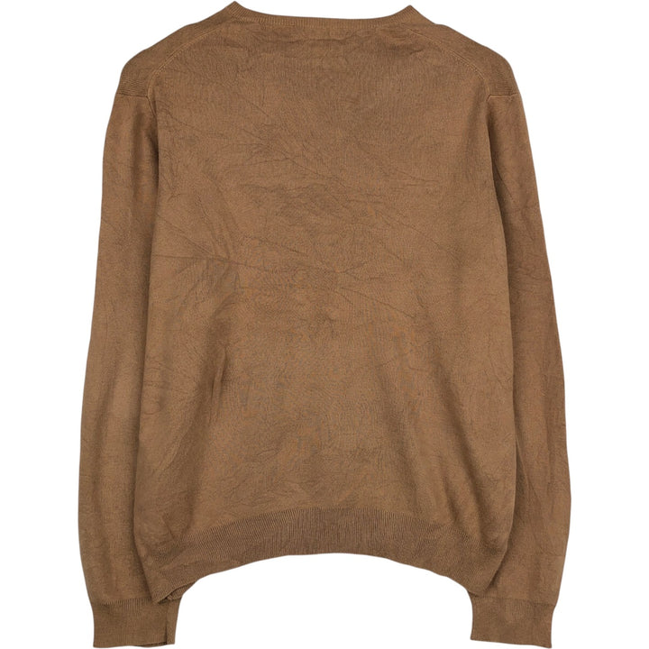 Ralph Lauren POLO by Ralph Lauren V-neck Pima cotton knit sweater, men's size L Pima Cotton beige type brown Vintage Second Hand