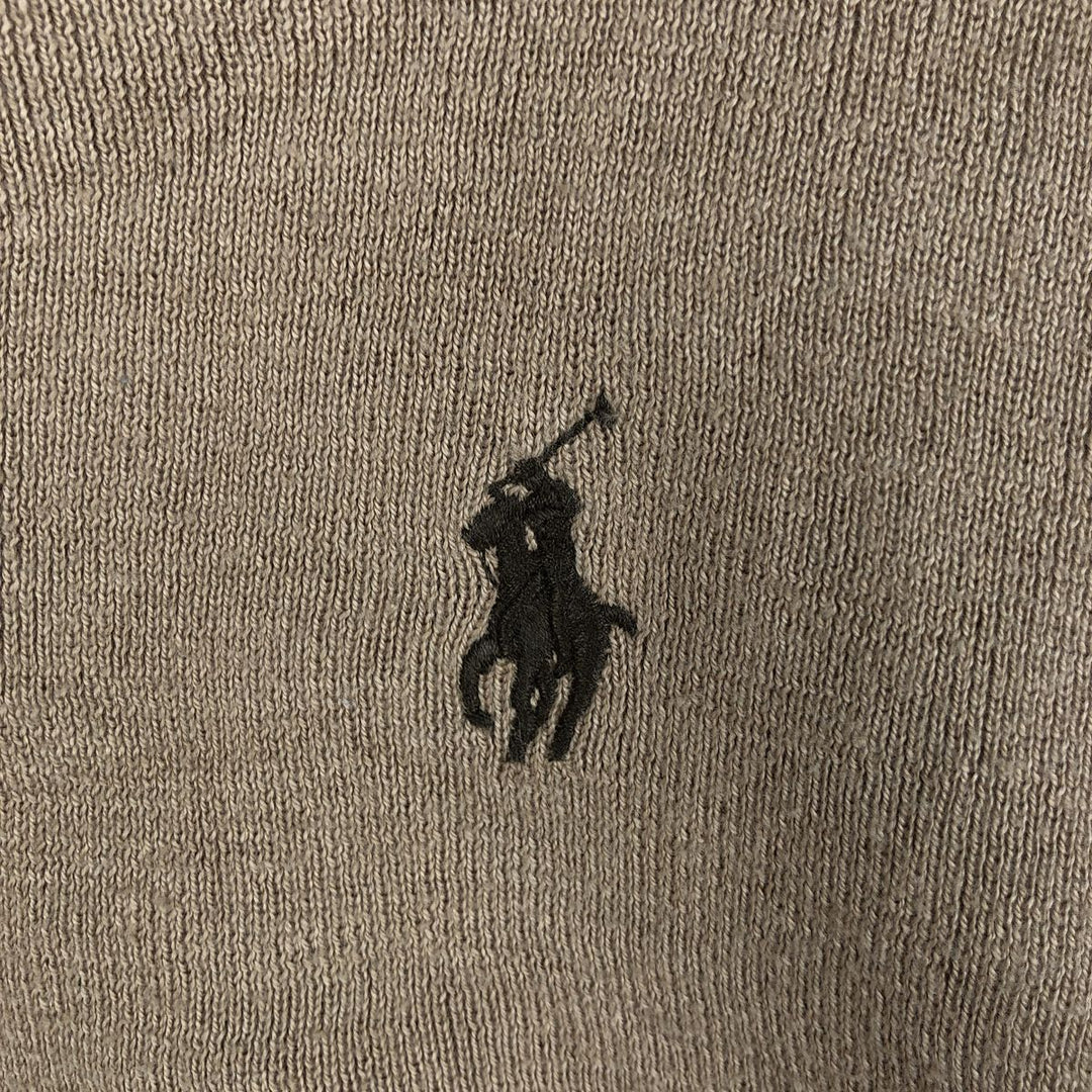Ralph Lauren POLO by Ralph Lauren V-neck Pima cotton knit sweater, men's size L Pima Cotton beige type brown Vintage Second Hand