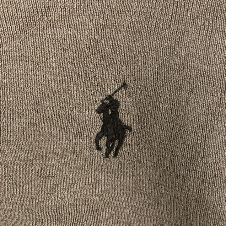 Ralph Lauren POLO by Ralph Lauren V-neck Pima cotton knit sweater, men's size L Pima Cotton beige type brown Vintage Second Hand