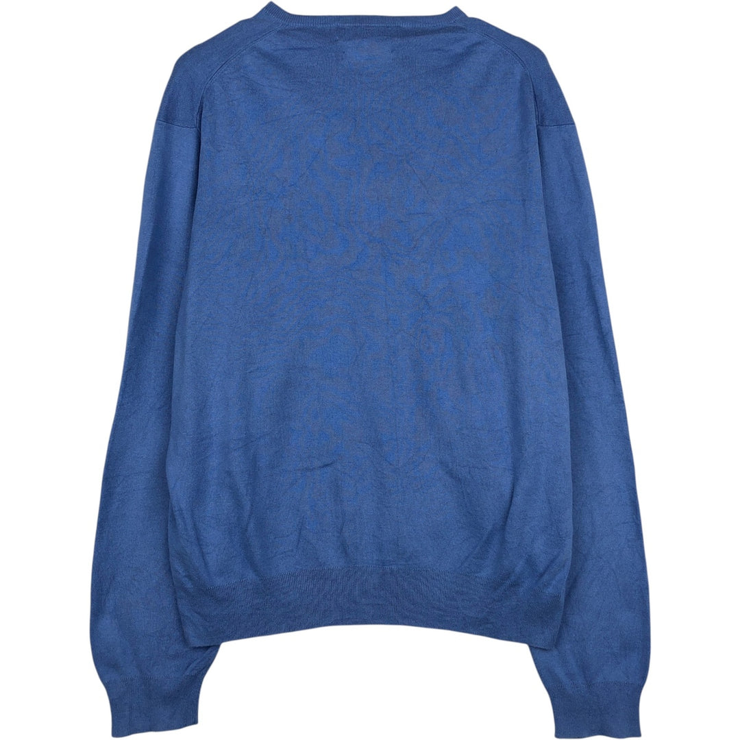 Ralph Lauren POLO by Ralph Lauren V-neck Pima cotton knit sweater, men's size XL Pima Cotton blue type Vintage Second Hand