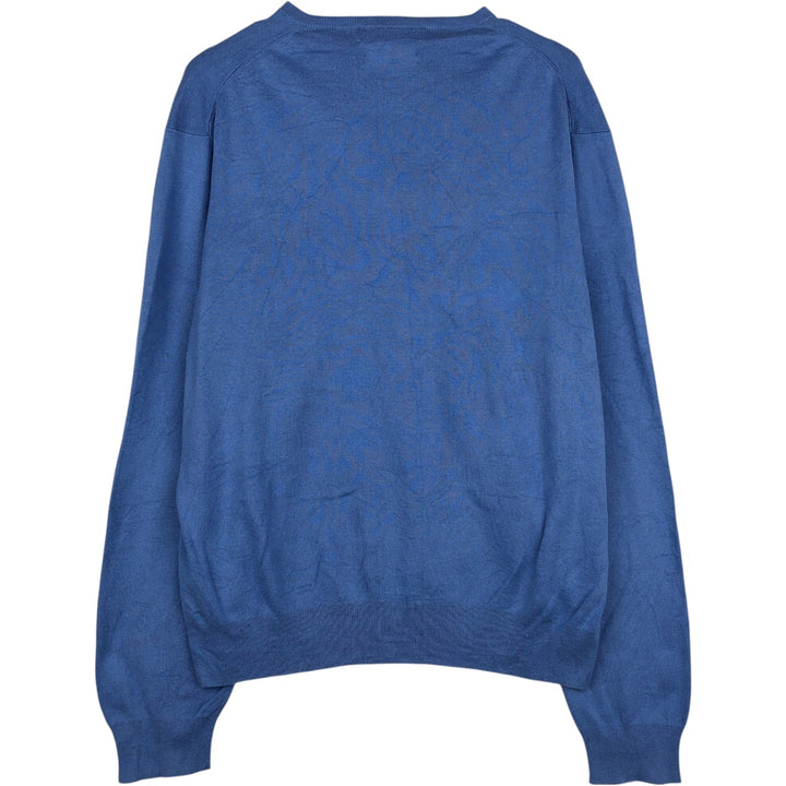 Ralph Lauren POLO by Ralph Lauren V-neck Pima cotton knit sweater, men's size XL Pima Cotton blue type Vintage Second Hand