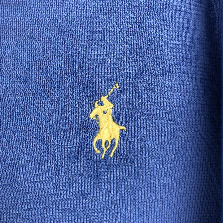 Ralph Lauren POLO by Ralph Lauren V-neck Pima cotton knit sweater, men's size XL Pima Cotton blue type Vintage Second Hand