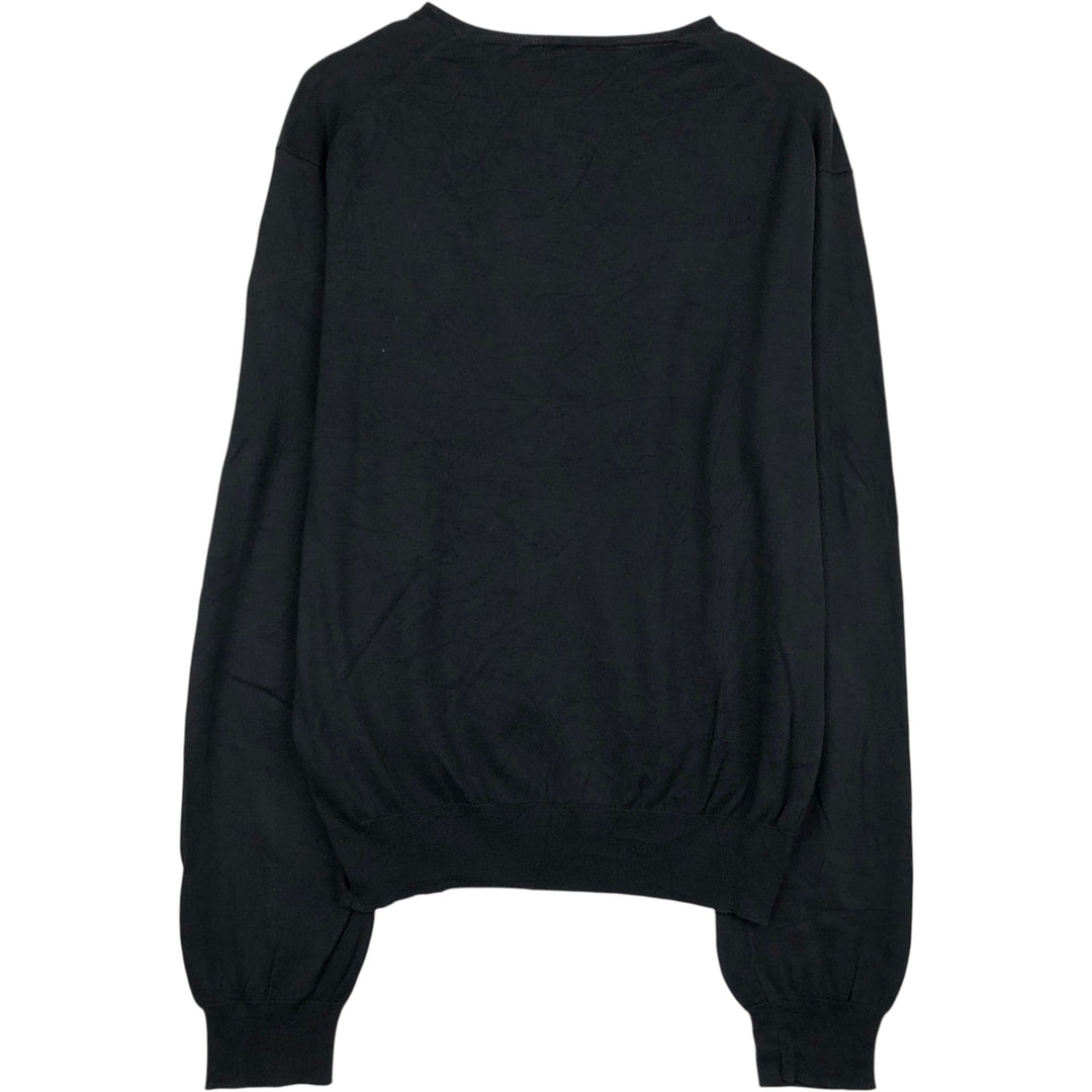 Ralph Lauren POLO by Ralph Lauren SLIM FIT V-Neck Pima Cotton Knit Sweater, Men's Size XL (approx.) Pima Cotton black type Vintage Second Hand