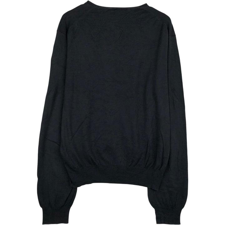 Ralph Lauren POLO by Ralph Lauren SLIM FIT V-Neck Pima Cotton Knit Sweater, Men's Size XL (approx.) Pima Cotton black type Vintage Second Hand