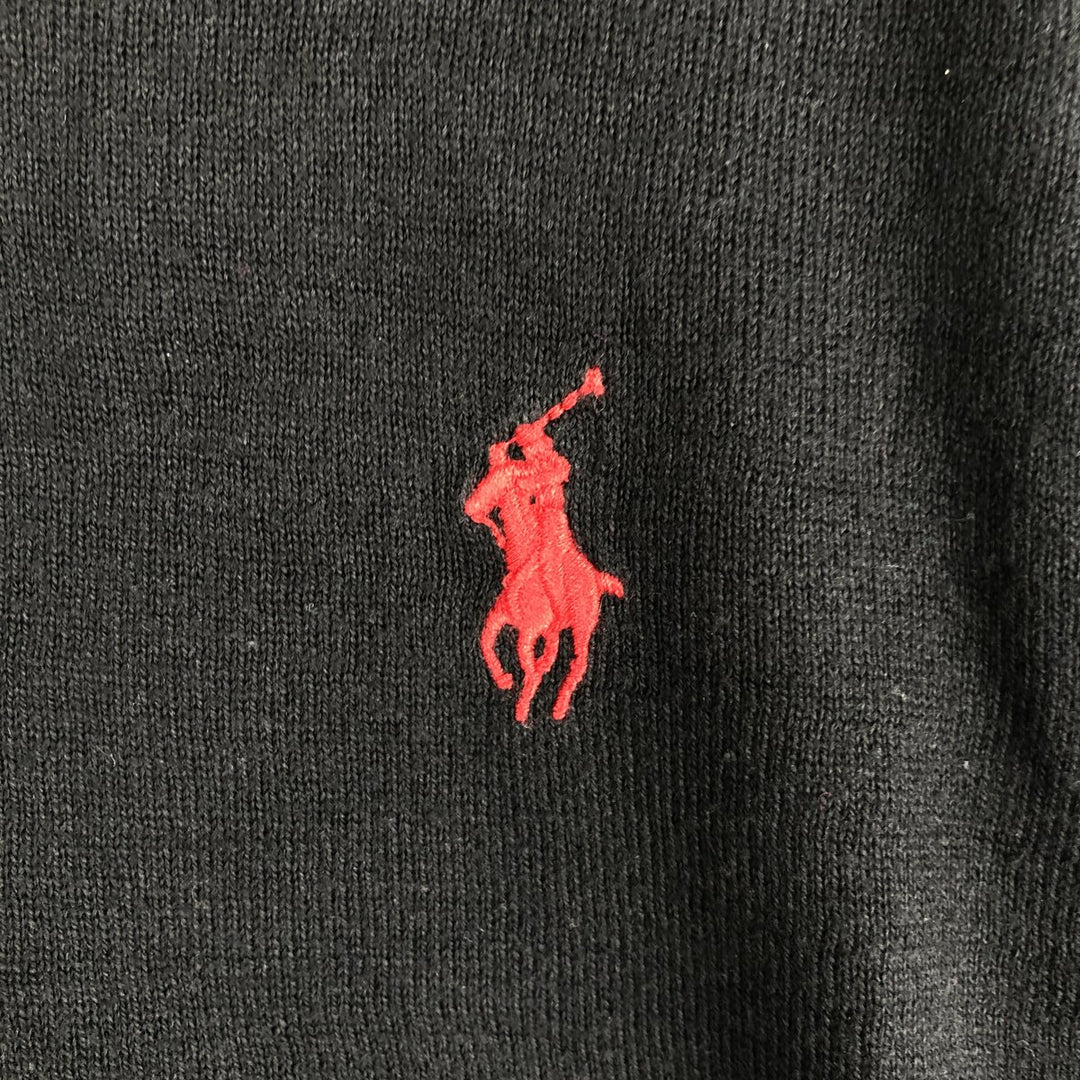 Ralph Lauren POLO by Ralph Lauren SLIM FIT V-Neck Pima Cotton Knit Sweater, Men's Size XL (approx.) Pima Cotton black type Vintage Second Hand