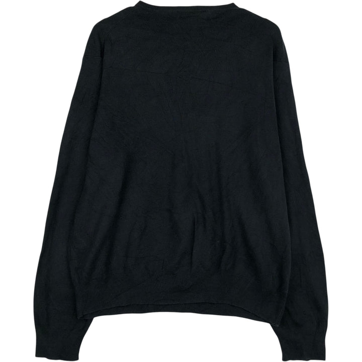 Ralph Lauren POLO by Ralph Lauren V-neck Pima cotton knit sweater, men's size XL Pima Cotton black type Vintage Second Hand