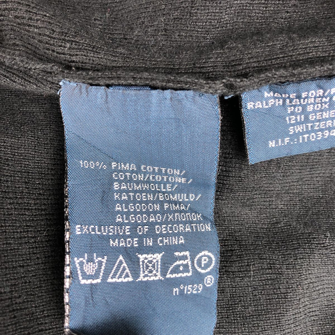 Ralph Lauren POLO by Ralph Lauren V-neck Pima cotton knit sweater, men's size XL Pima Cotton black type Vintage Second Hand