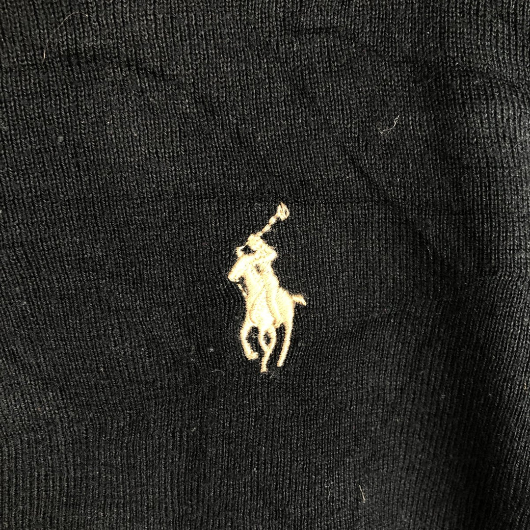Ralph Lauren POLO by Ralph Lauren V-neck Pima cotton knit sweater, men's size XL Pima Cotton black type Vintage Second Hand