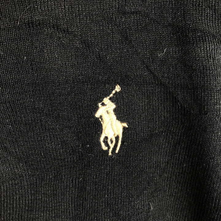 Ralph Lauren POLO by Ralph Lauren V-neck Pima cotton knit sweater, men's size XL Pima Cotton black type Vintage Second Hand