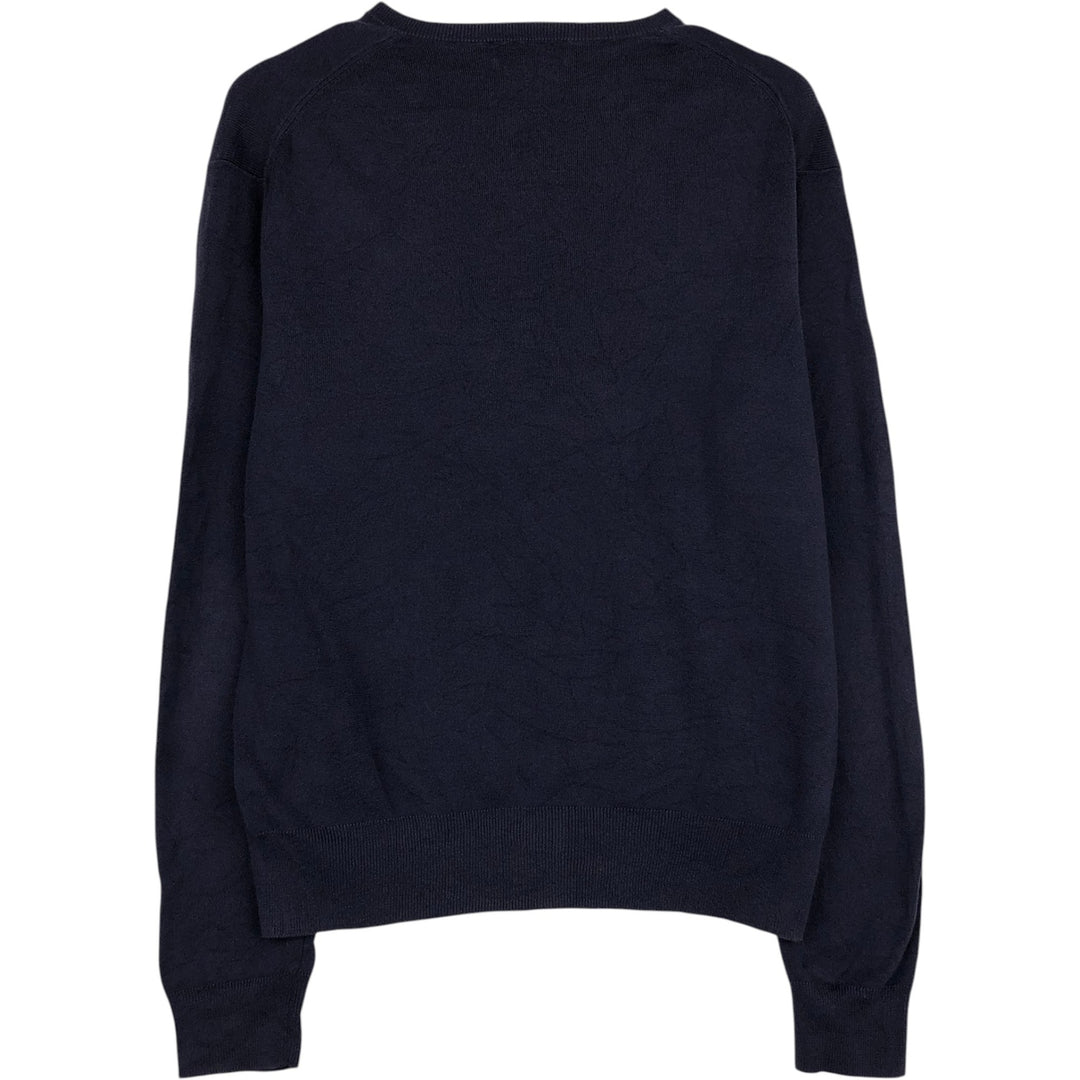 Ralph Lauren POLO RALPH LAUREN V-neck cotton knit sweater, men's size S (approx.) cotton navy blue type Vintage Second Hand