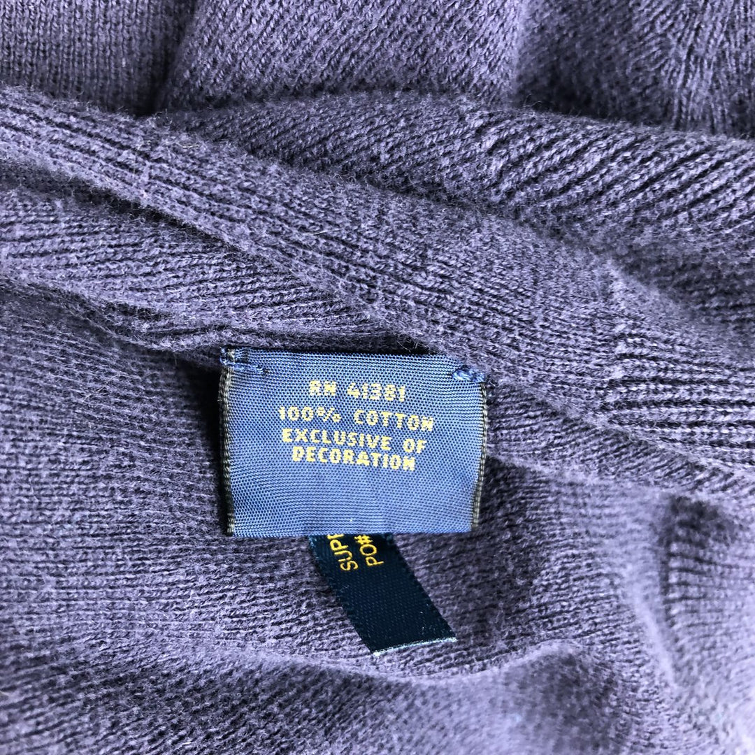 Ralph Lauren POLO RALPH LAUREN V-neck cotton knit sweater, men's size S (approx.) cotton navy blue type Vintage Second Hand
