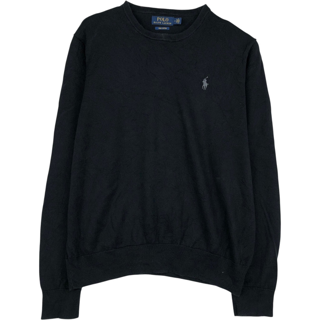 Ralph Lauren POLO RALPH LAUREN cotton knit sweater, men's size M cotton black type Vintage Second Hand
