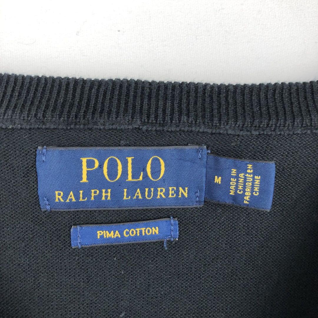 Ralph Lauren POLO RALPH LAUREN cotton knit sweater, men's size M cotton black type Vintage Second Hand