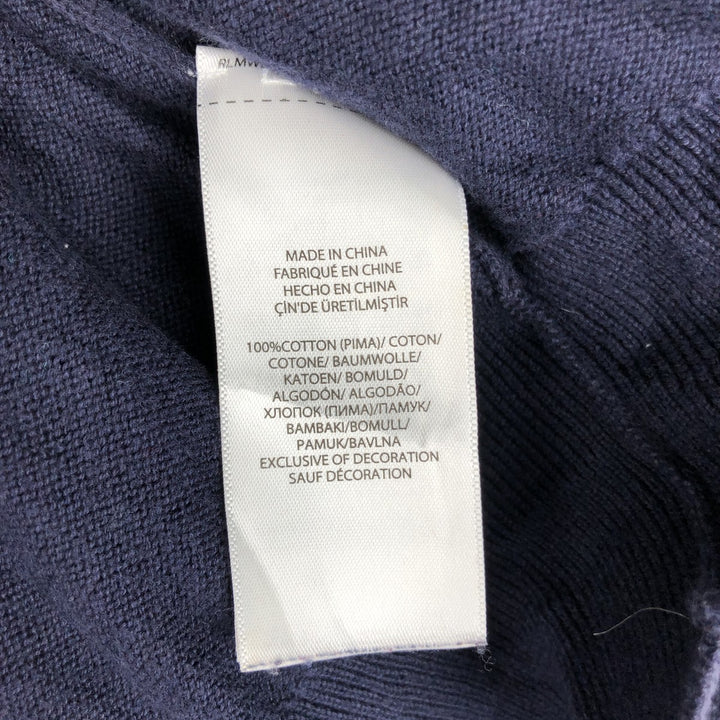 Ralph Lauren POLO RALPH LAUREN V-neck Pima cotton knit sweater, men's XXL size Pima Cotton navy blue type Vintage Second Hand