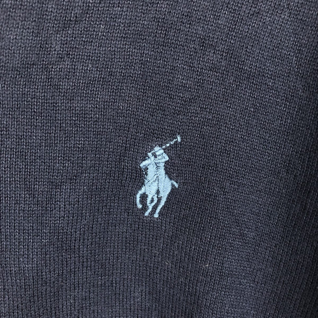 Ralph Lauren POLO RALPH LAUREN V-neck Pima cotton knit sweater, men's XXL size Pima Cotton navy blue type Vintage Second Hand