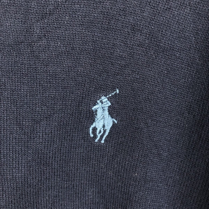 Ralph Lauren POLO RALPH LAUREN V-neck Pima cotton knit sweater, men's XXL size Pima Cotton navy blue type Vintage Second Hand