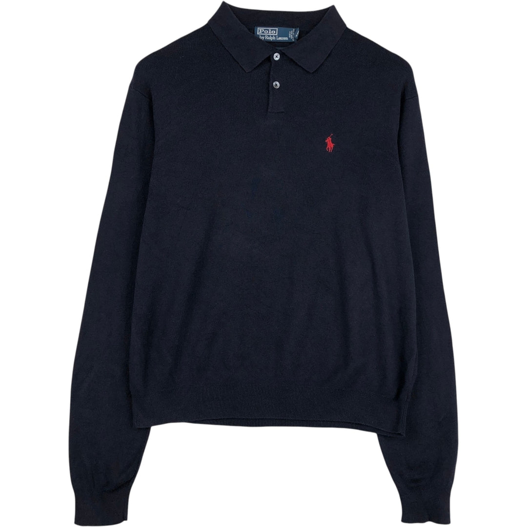 Ralph Lauren POLO by Ralph Lauren Polo knit sweater, men's size L Pima Cotton navy blue type Vintage Second Hand