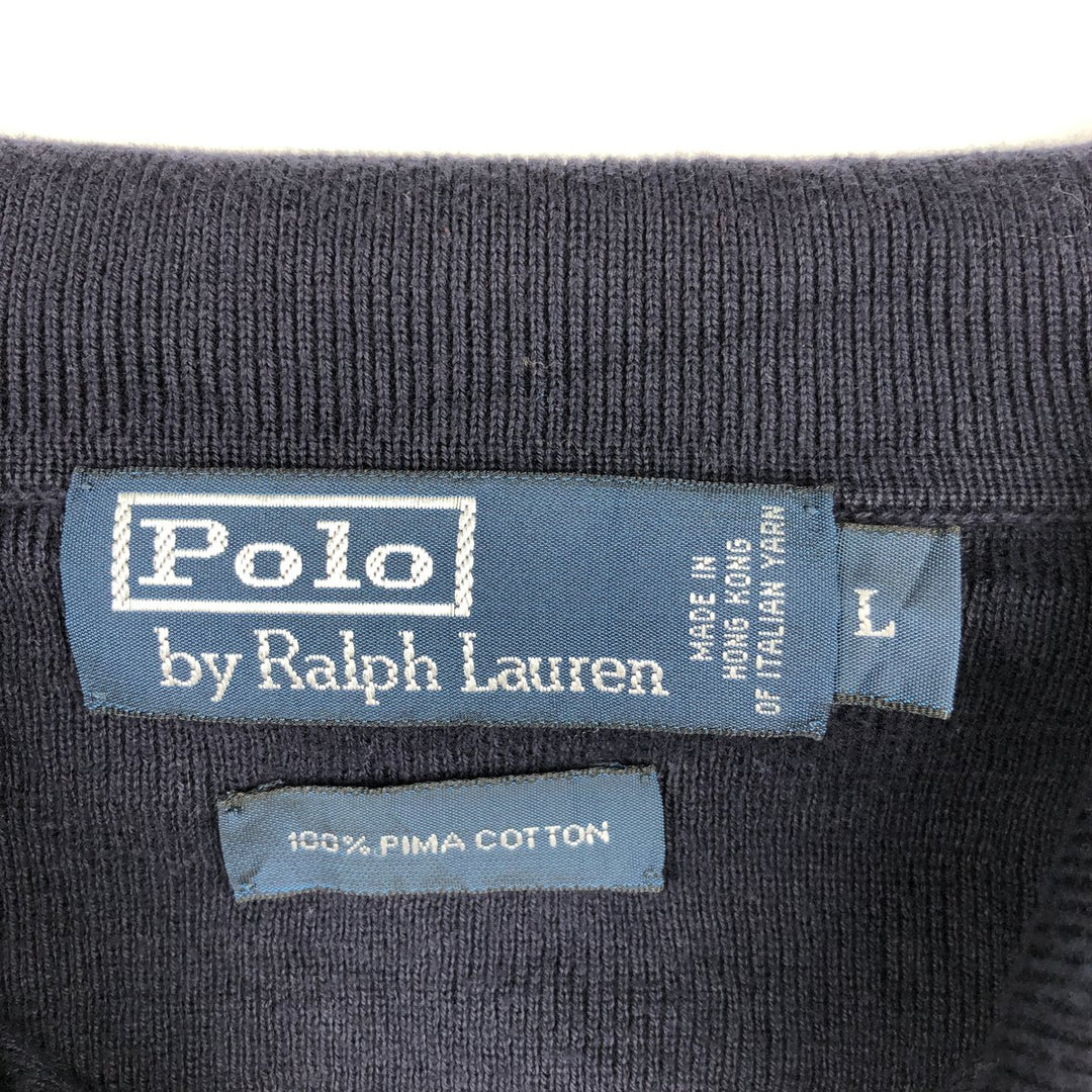 Ralph Lauren POLO by Ralph Lauren Polo knit sweater, men's size L Pima Cotton navy blue type Vintage Second Hand