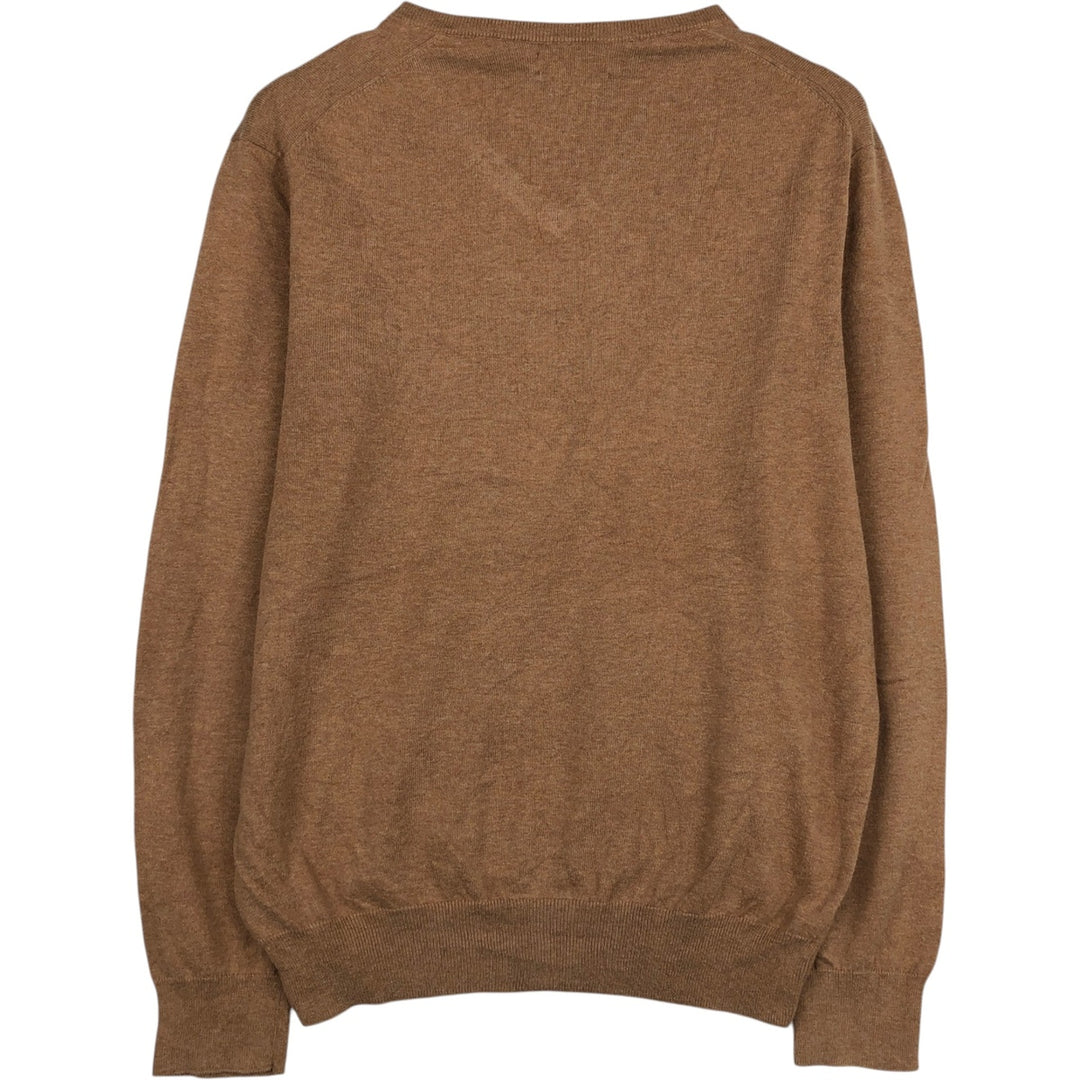 Ralph Lauren POLO RALPH LAUREN Slim Fit V-Neck Cotton Knit Sweater, Men's Size S (approx.) cotton beige type brown Vintage Second Hand