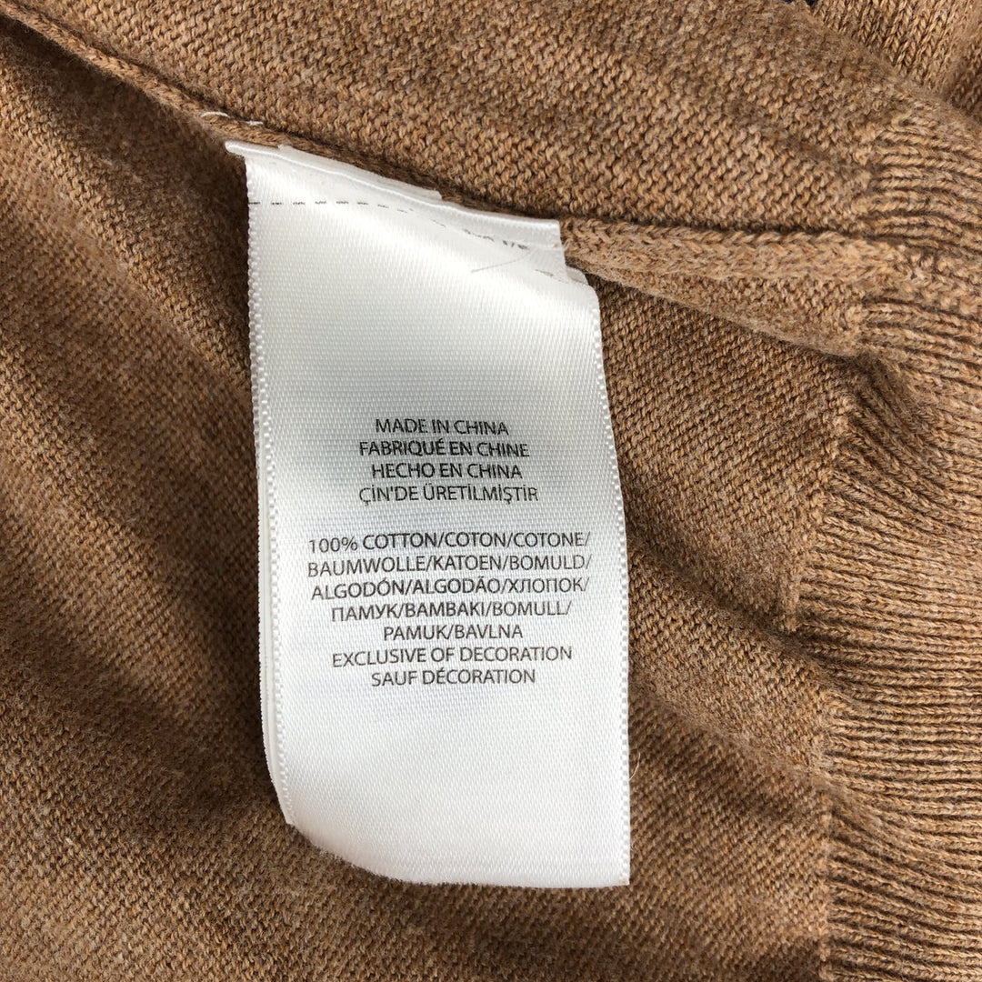Ralph Lauren POLO RALPH LAUREN Slim Fit V-Neck Cotton Knit Sweater, Men's Size S (approx.) cotton beige type brown Vintage Second Hand
