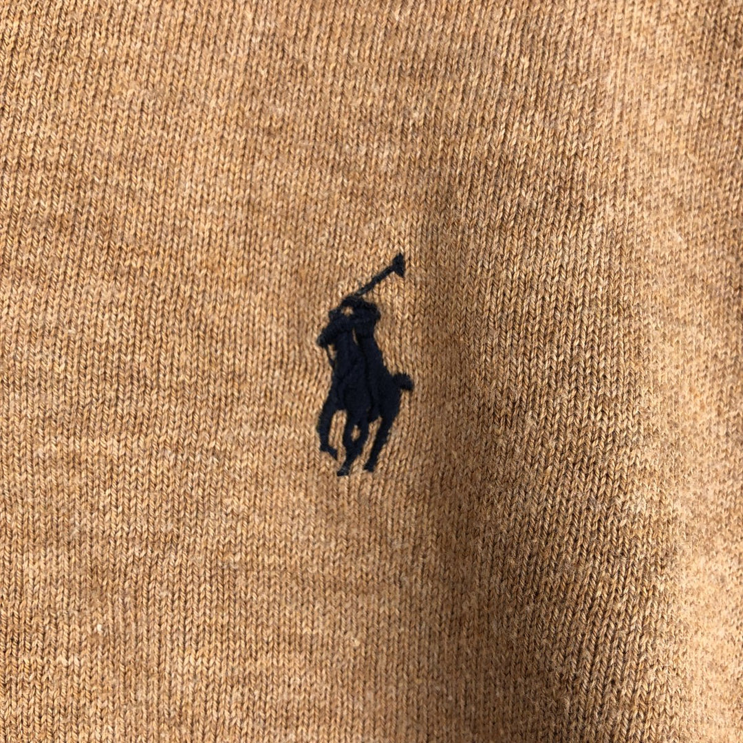Ralph Lauren POLO RALPH LAUREN Slim Fit V-Neck Cotton Knit Sweater, Men's Size S (approx.) cotton beige type brown Vintage Second Hand