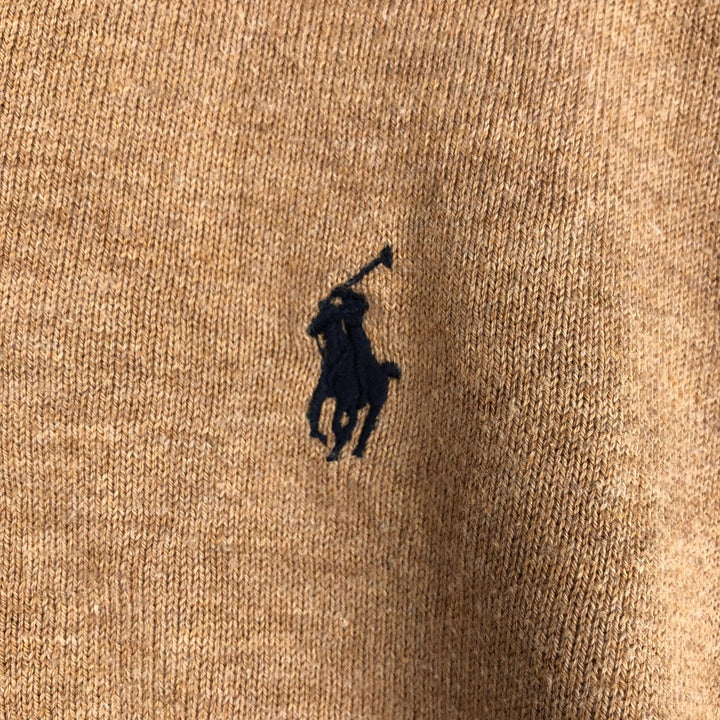 Ralph Lauren POLO RALPH LAUREN Slim Fit V-Neck Cotton Knit Sweater, Men's Size S (approx.) cotton beige type brown Vintage Second Hand