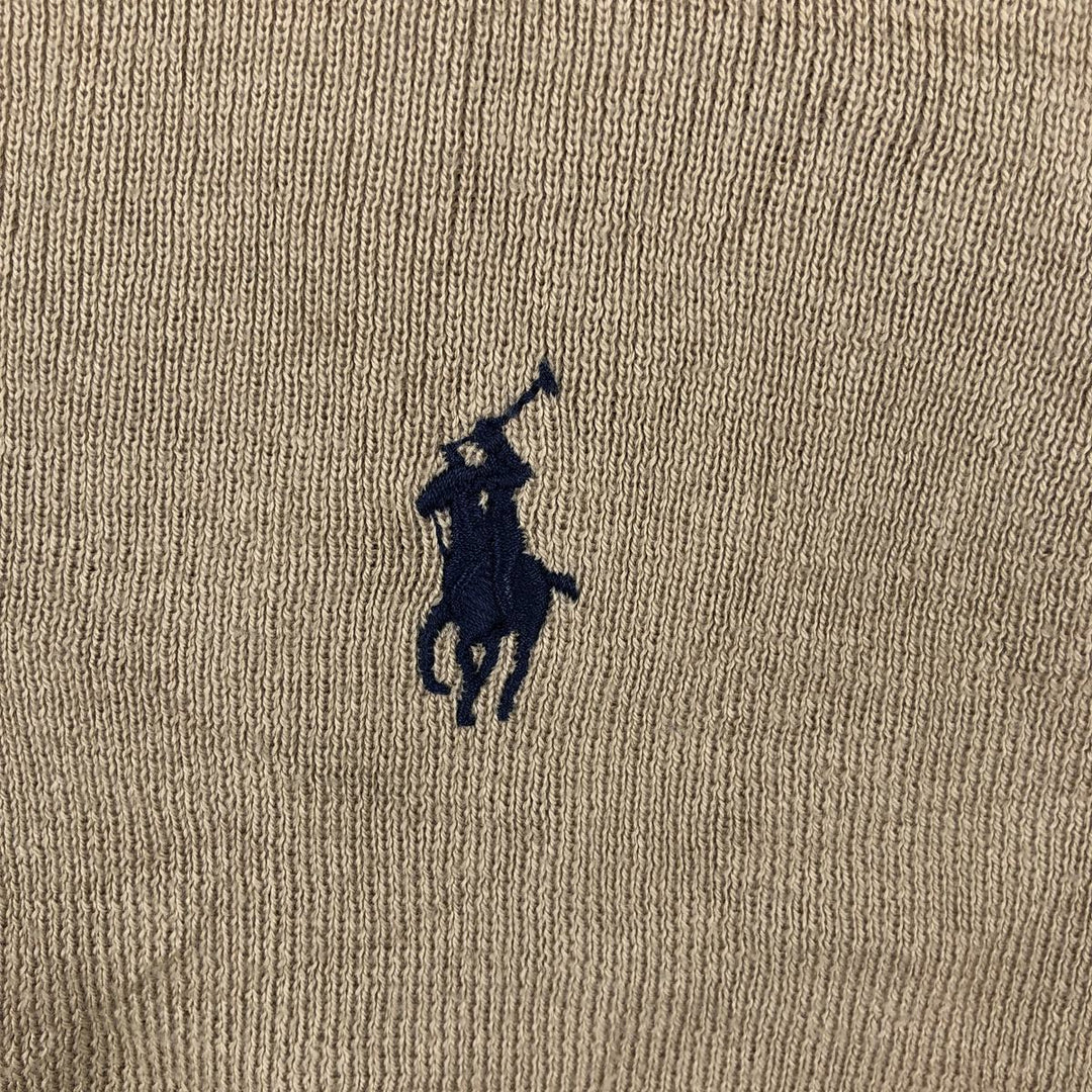 Ralph Lauren POLO by Ralph Lauren V-neck Pima cotton knit sweater, men's size M Pima Cotton Beige type Vintage Second Hand