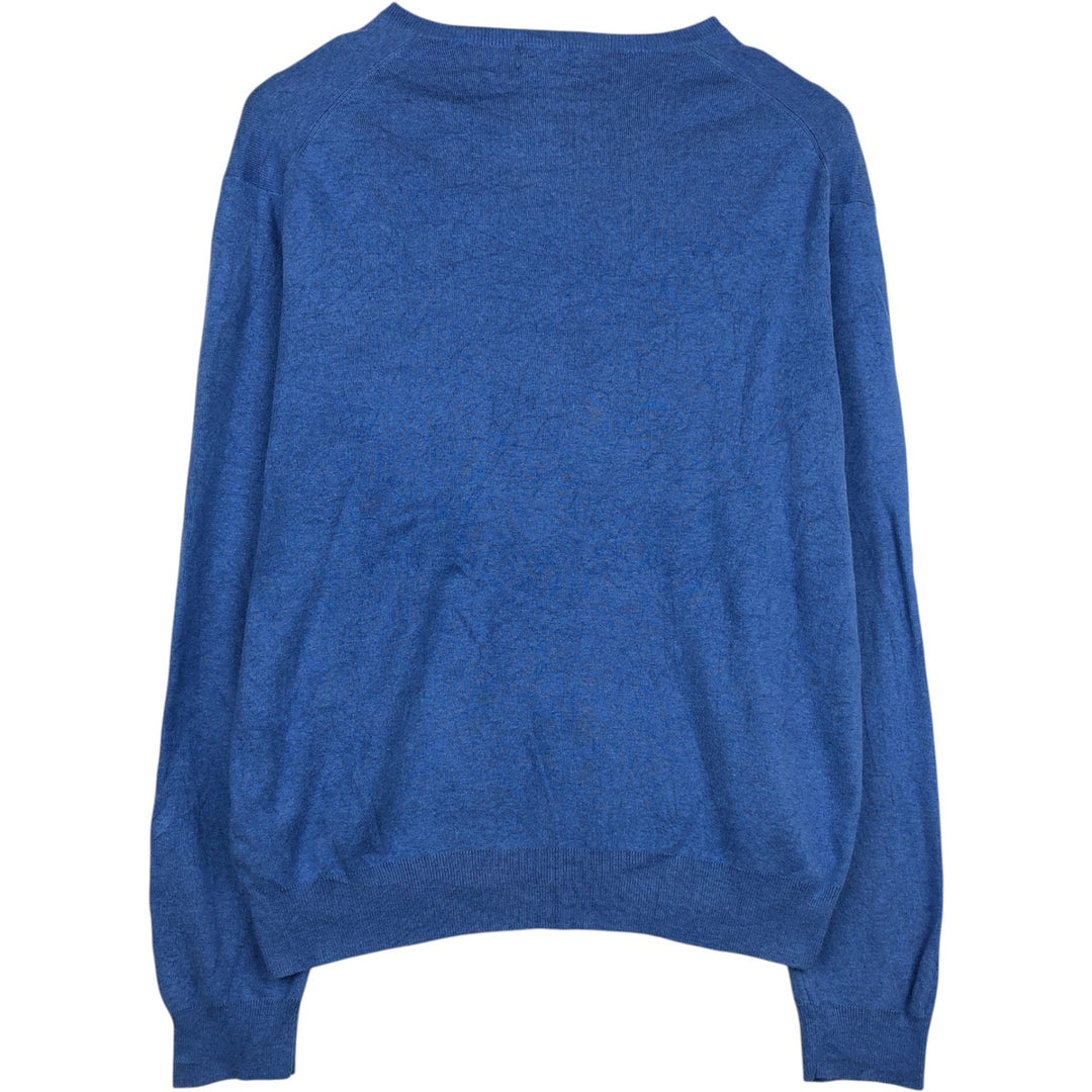 Ralph Lauren POLO RALPH LAUREN V-neck Pima cotton knit sweater, men's size XL Pima Cotton blue type Vintage Second Hand